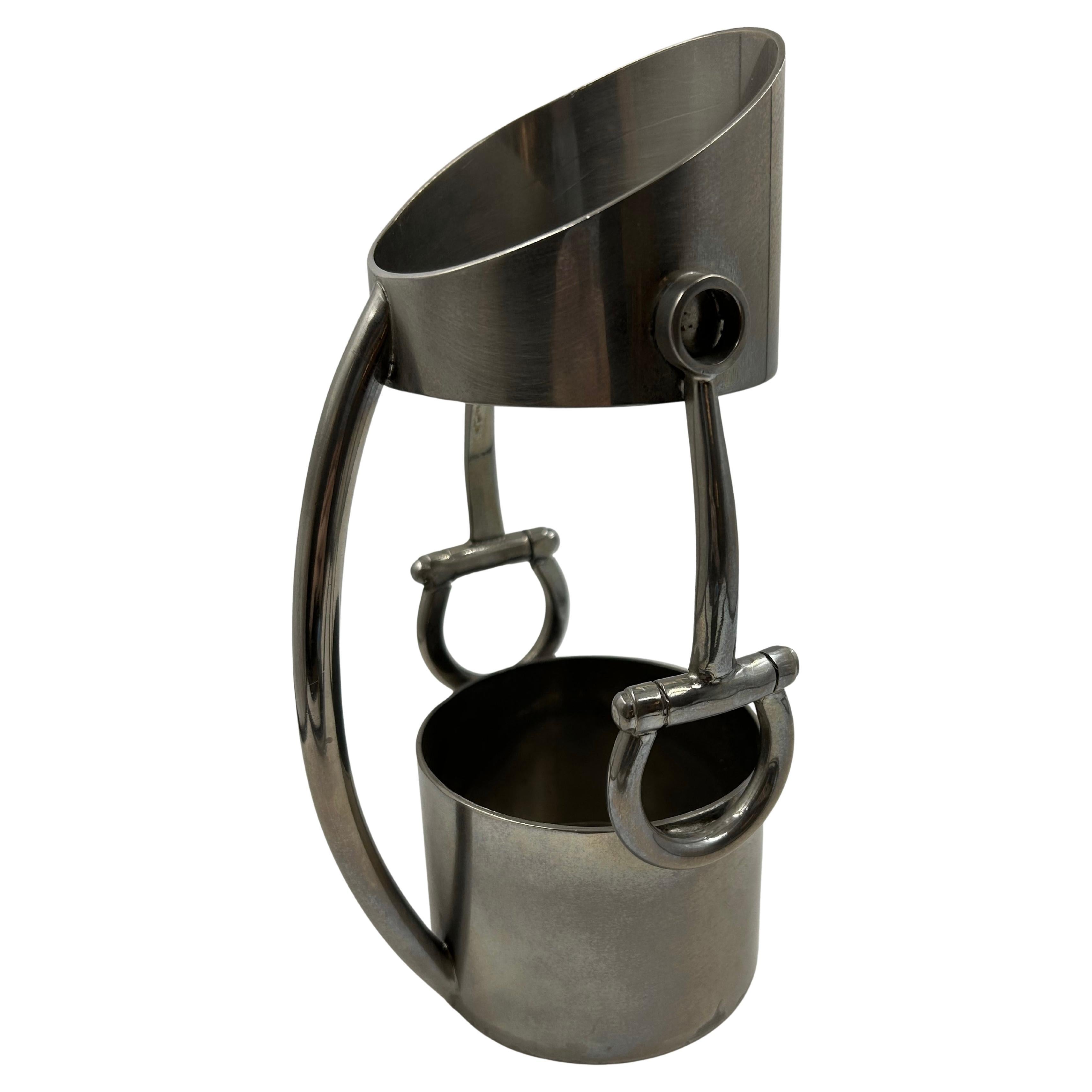 Portabottiglie da vino in metallo placcato argento Gucci, Italia, anni 
70