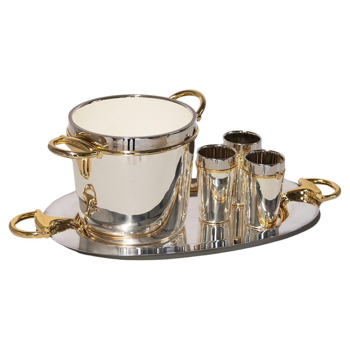Gucci Silver Plated Tray Bar Set Italy 1970s For Sale