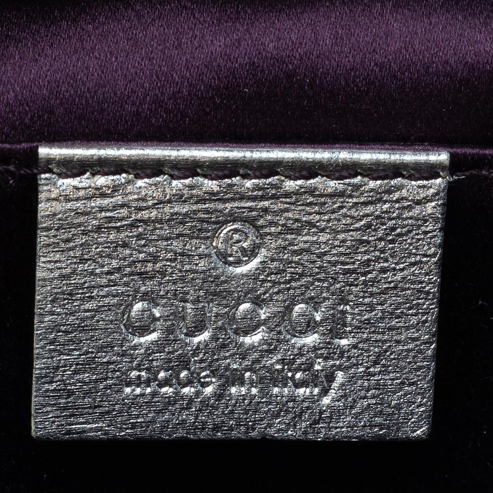 Women's Gucci Silver Python Embossed Leather Crystal Dragon Chain Clutch