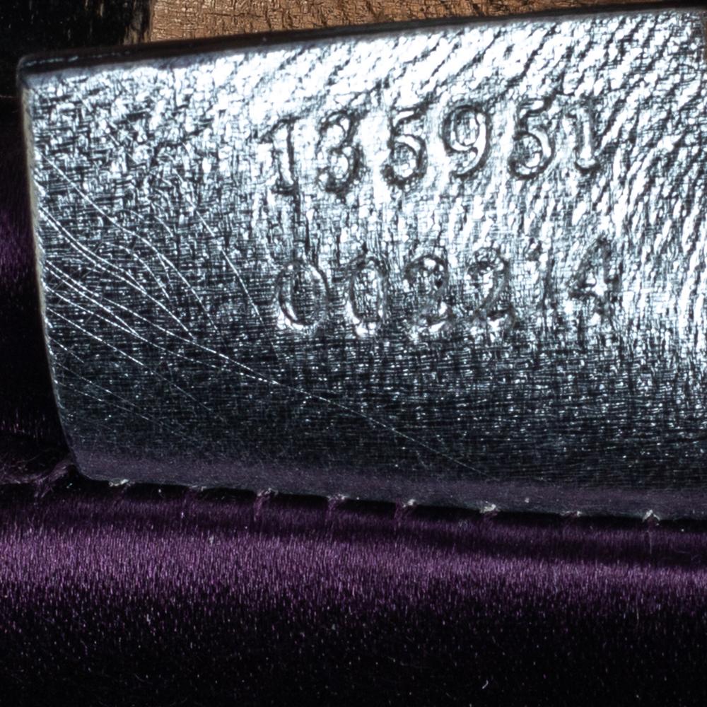 Gucci Silver Python Embossed Leather Crystal Dragon Chain Clutch 1