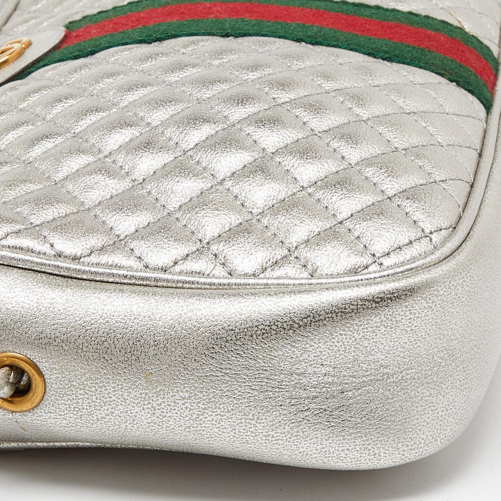 Gucci Silver Quilted Leather Small Trapuntata Shoulder Bag 7
