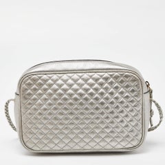 Gucci Silver Quilted Leather Small Trapuntata Shoulder Bag