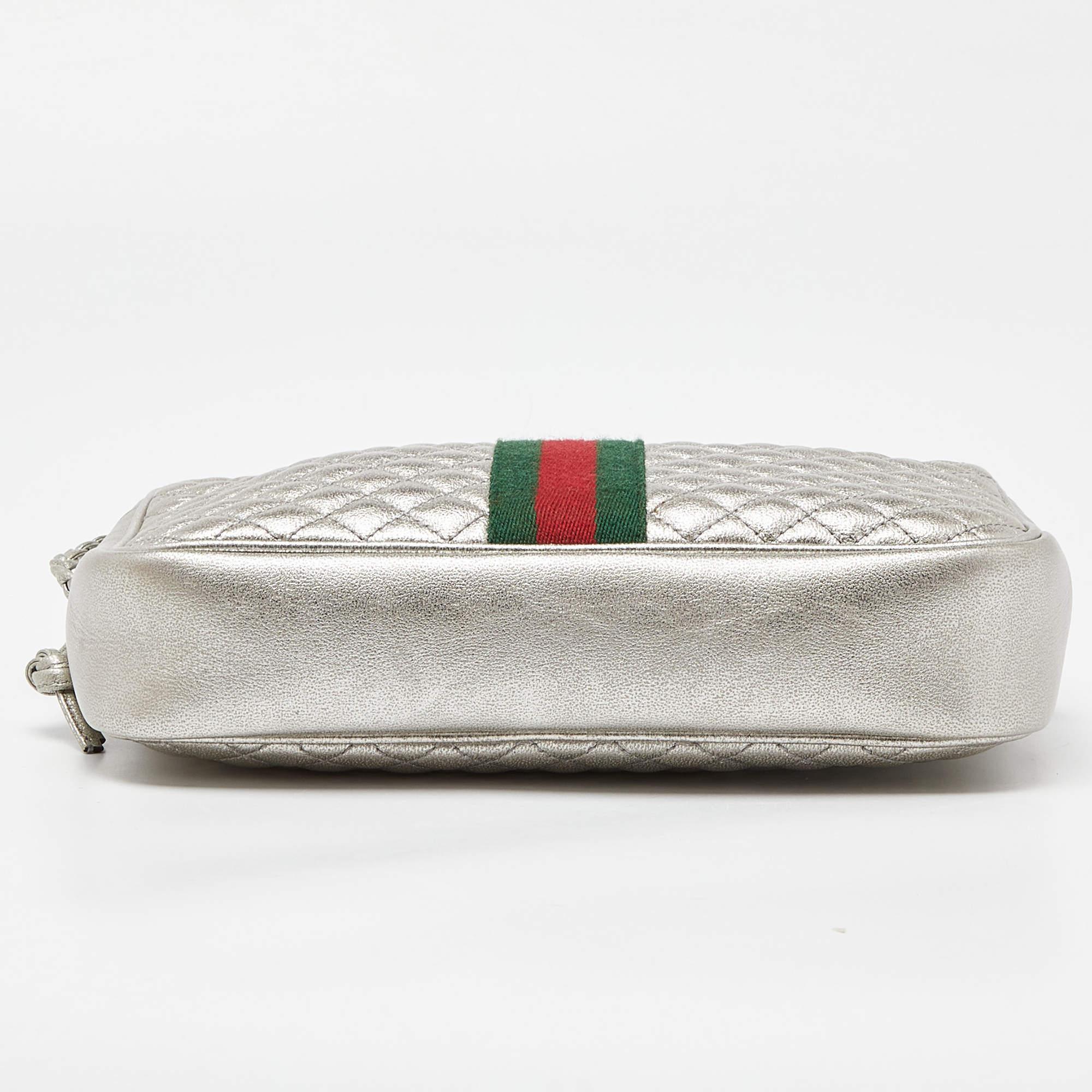 Gucci Silver Quilted Leather Small Trapuntata Shoulder Bag 3