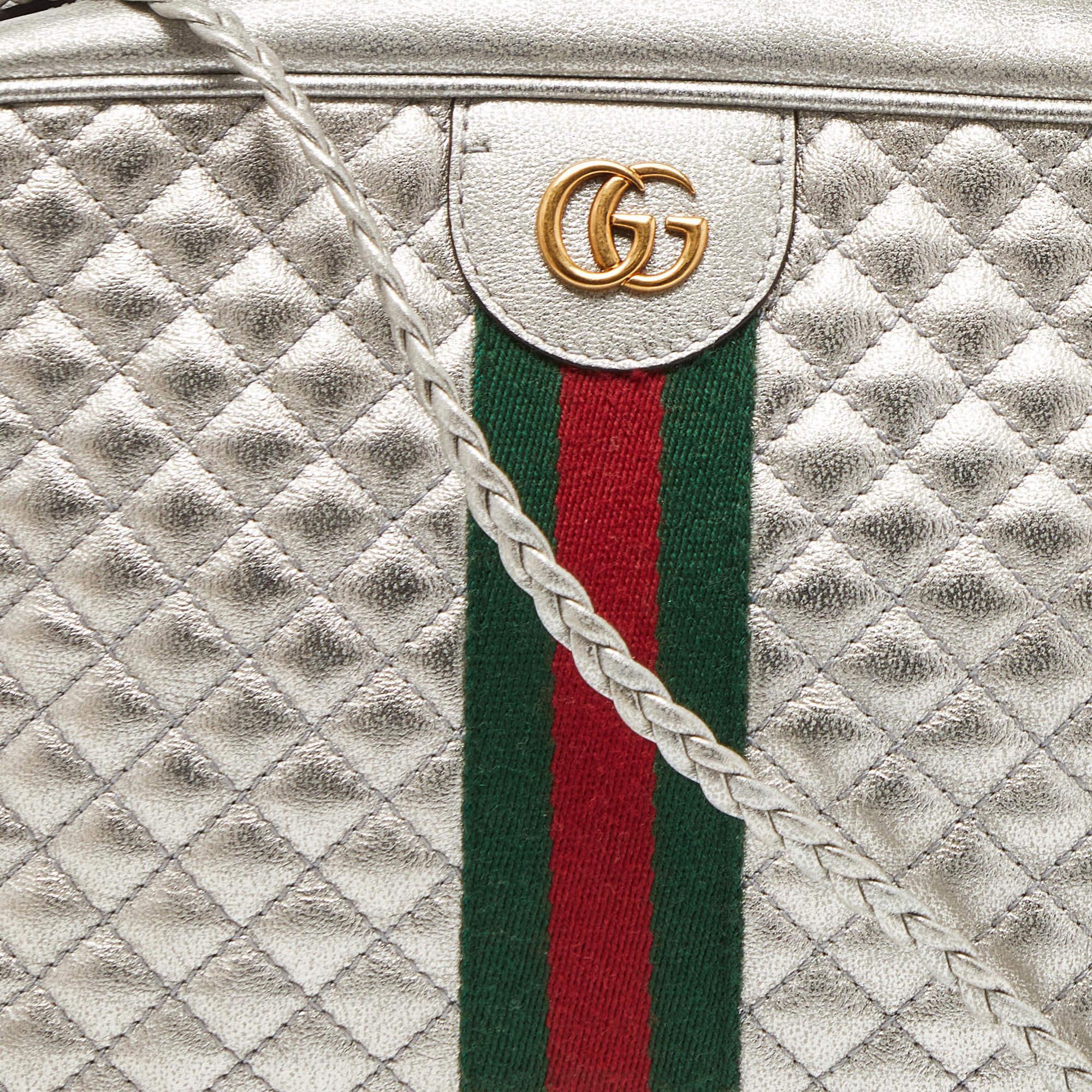 Gucci Silver Quilted Leather Small Trapuntata Shoulder Bag 4