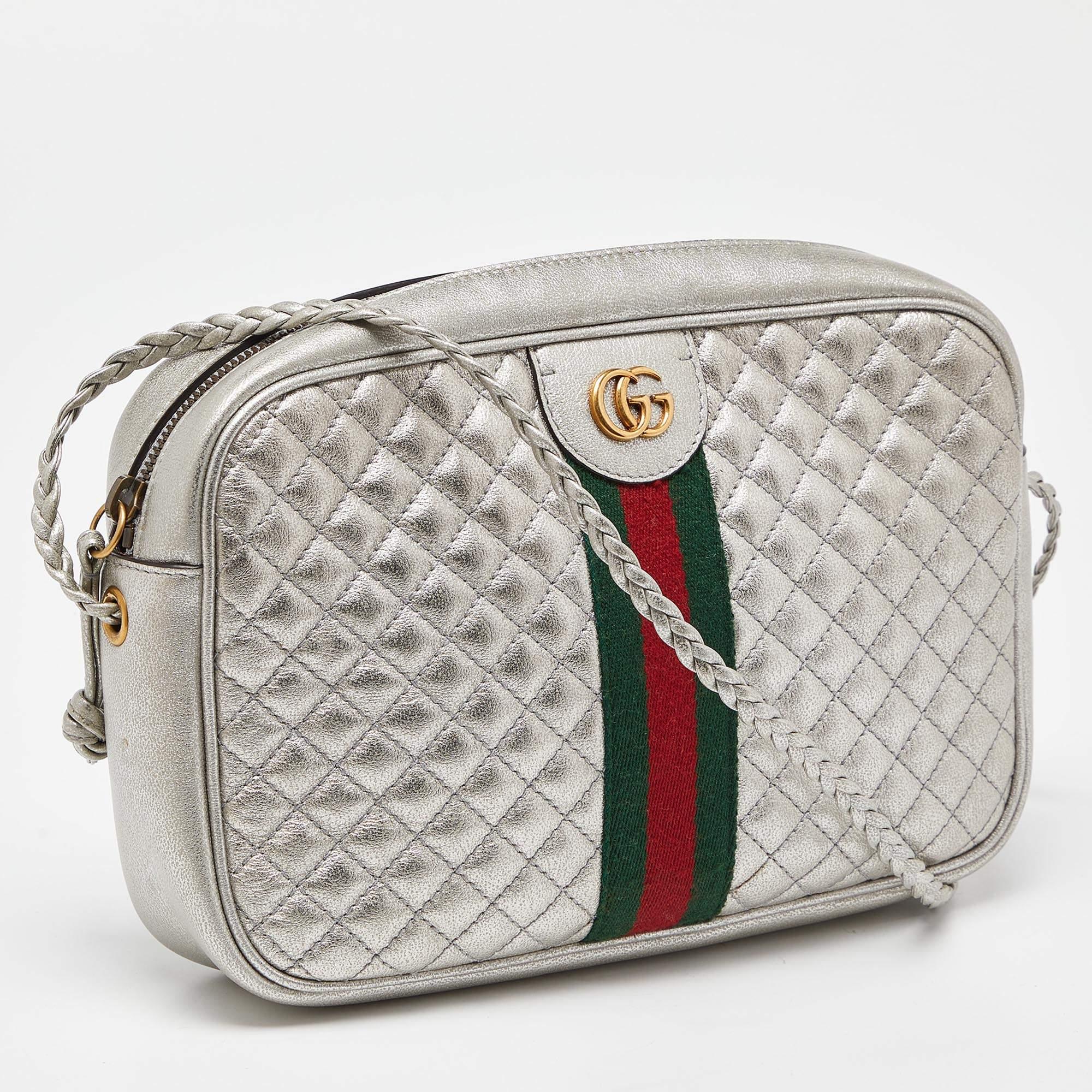 Gucci Silver Quilted Leather Small Trapuntata Shoulder Bag 5