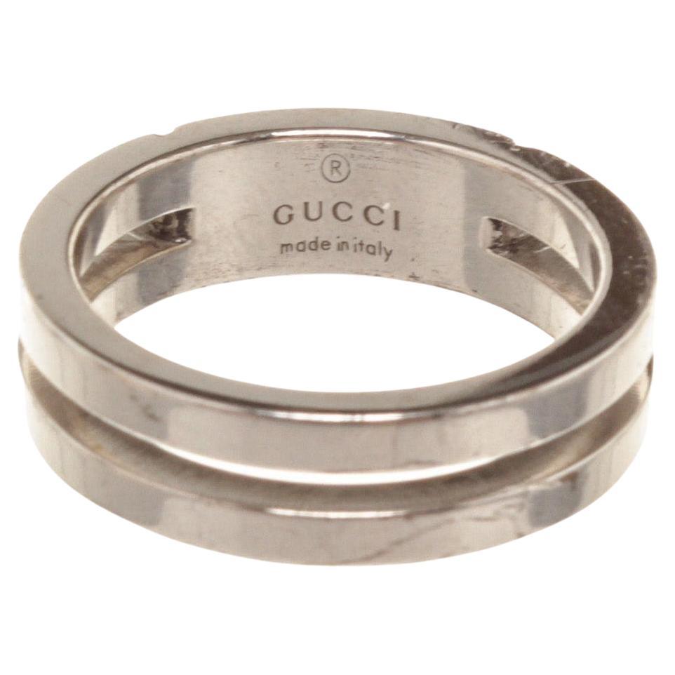 Gucci GG Running Diamond 18K Yellow Gold Stack Ring Size 50.5 at ...