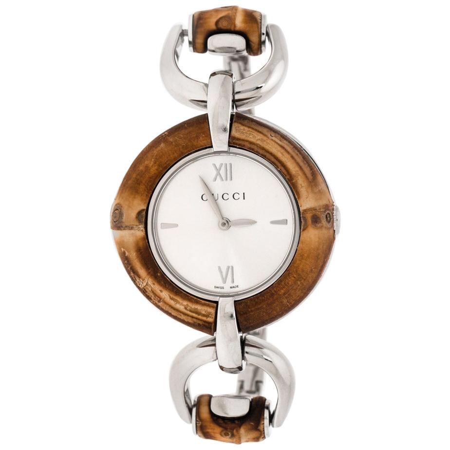 Gucci Silver Stainless Steel Bamboo 132 