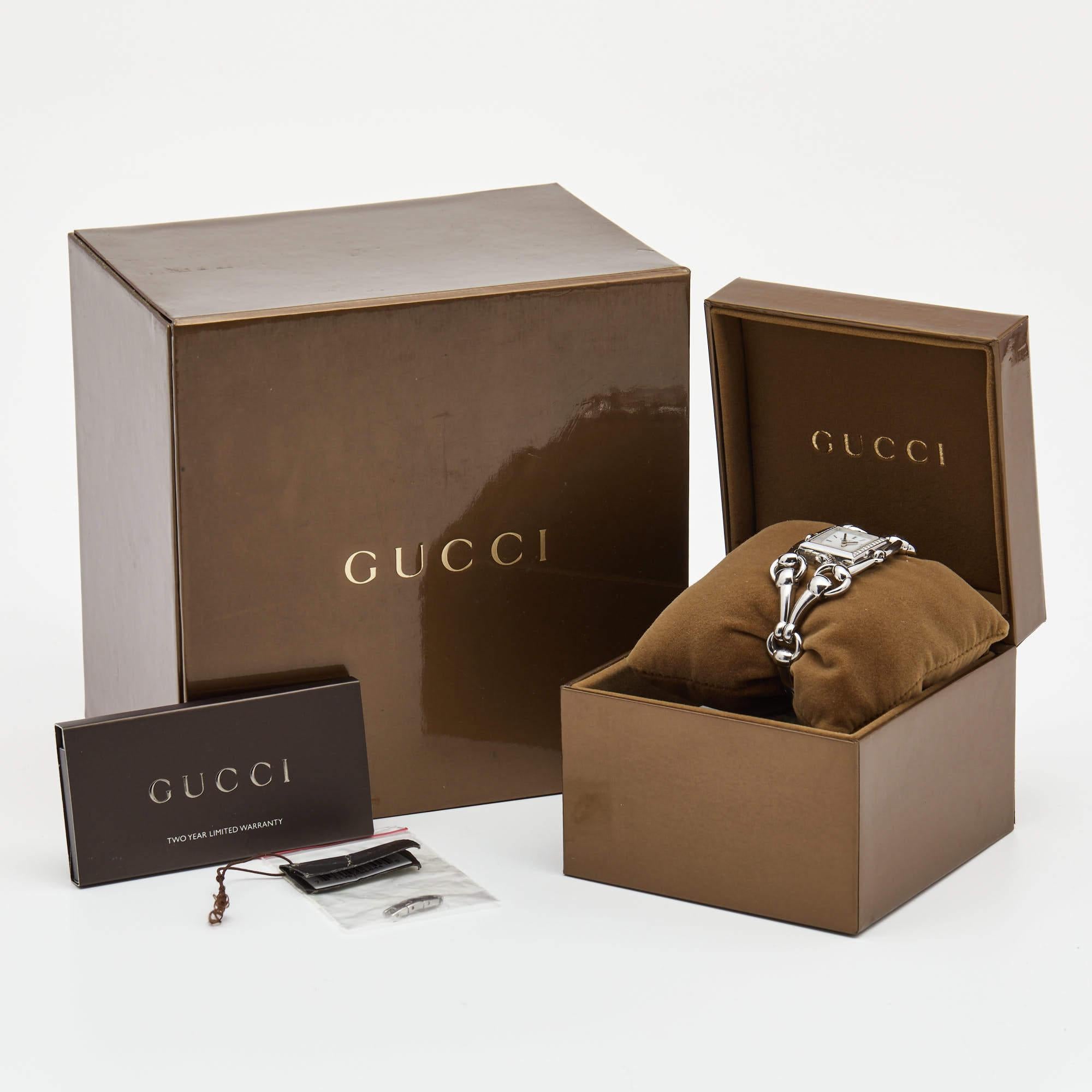 Gucci Silver Stainless Steel Diamonds Signoria YA116505 Women's Wristwatch 20 mm 1