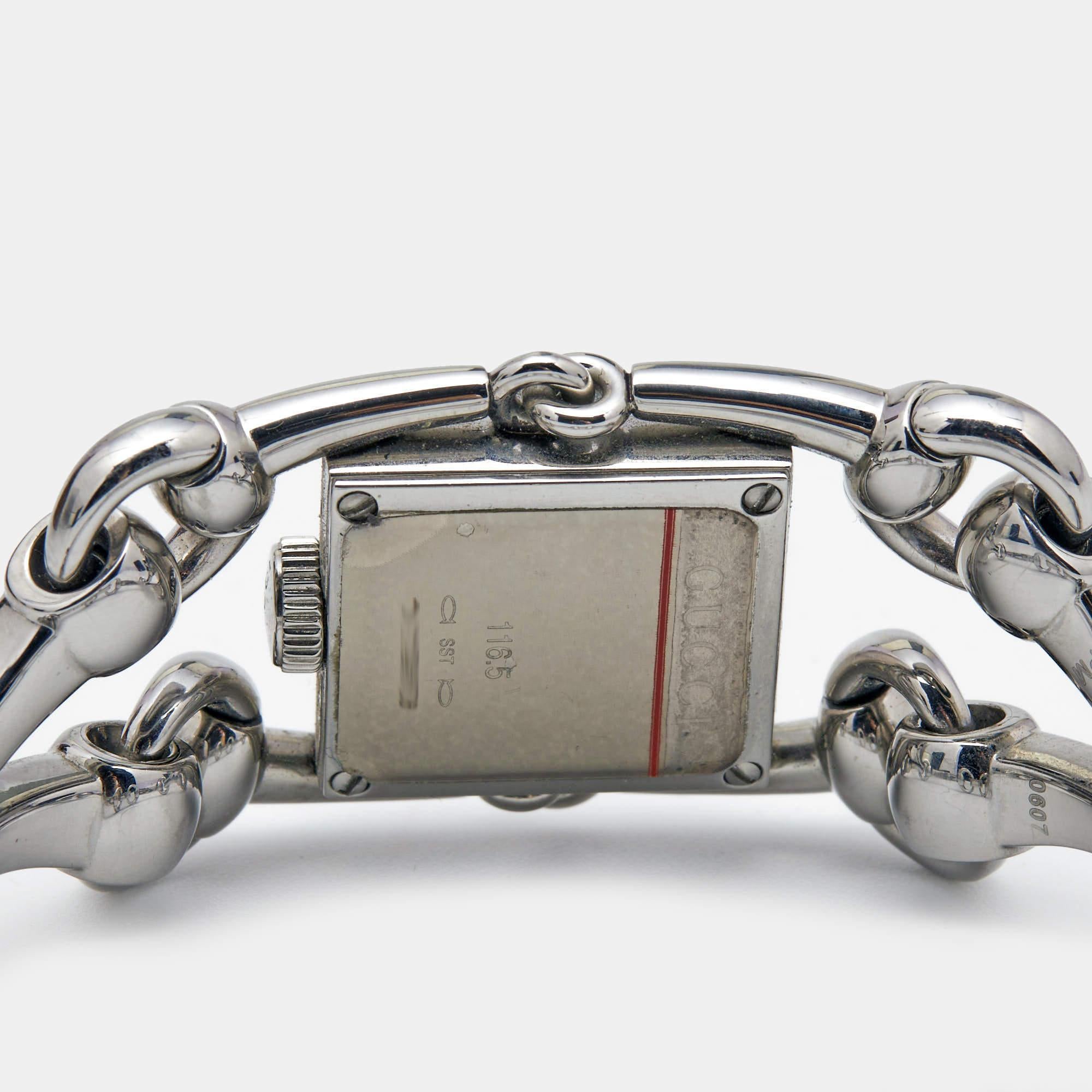 Gucci Silver Stainless Steel Diamonds Signoria YA116505 Women's Wristwatch 20 mm 2