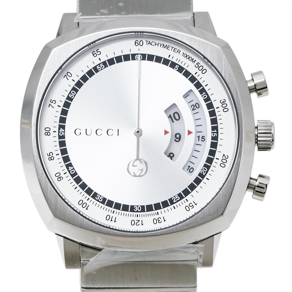 Gucci Silver Stainless Steel Grip YA157302 Men's Wristwatch 40 mm In New Condition In Dubai, Al Qouz 2