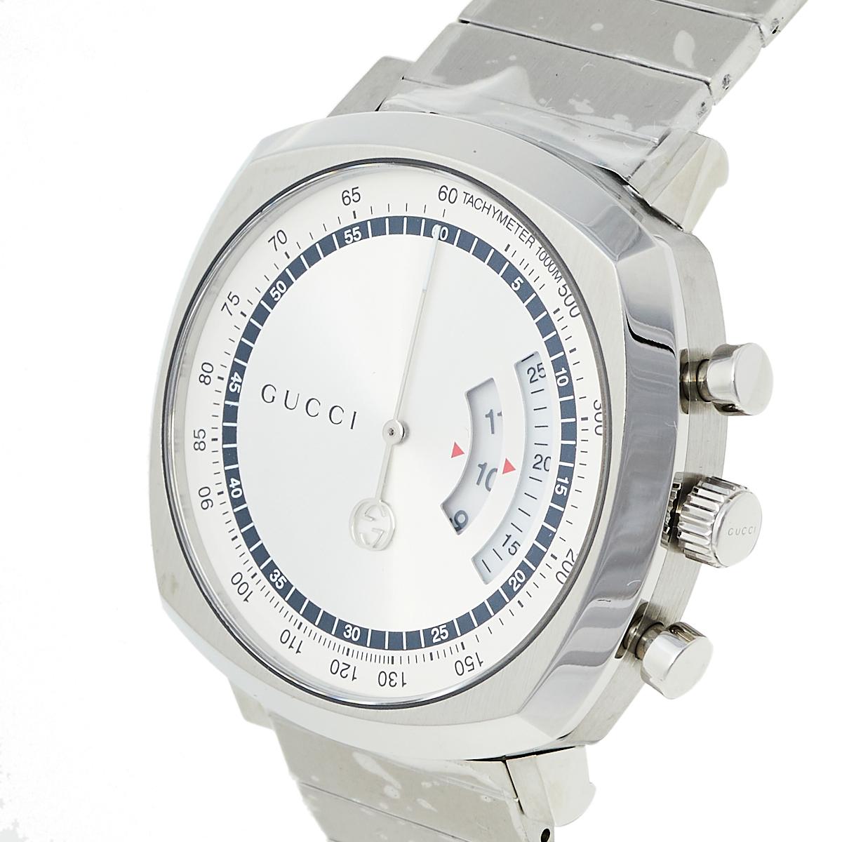 Gucci Silver Stainless Steel Grip YA157302 Men's Wristwatch 40 mm 2