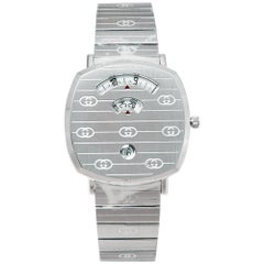 Gucci Montre-bracelet YA157410 à poignée en argent et acier inoxydable pour femme, 38 mm