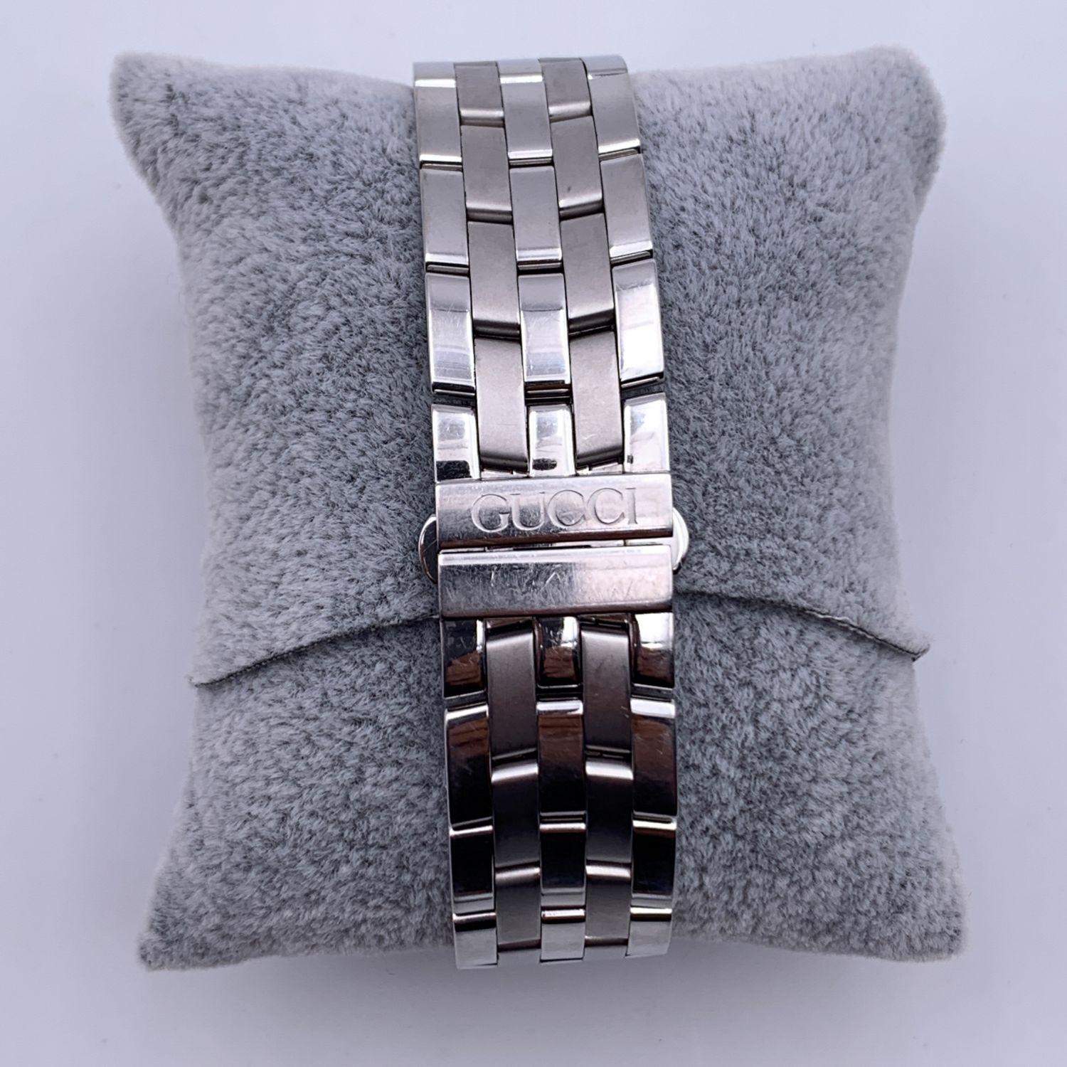 Gucci Silver Stainless Steel Mod 5500 M Wrist Watch Quartz Black Dial 2