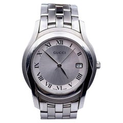 Gucci Silver Stainless Steel 5500 M Quartz Wrist Watch Silver Dial