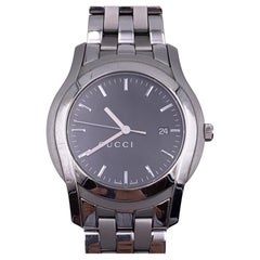 Gucci Silver Stainless Steel Mod 5500 XL Wrist Watch Black Dial