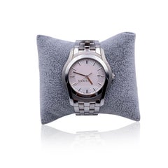 Gucci Silver Stainless Steel Mod 5500 XL Wrist Watch White Dial