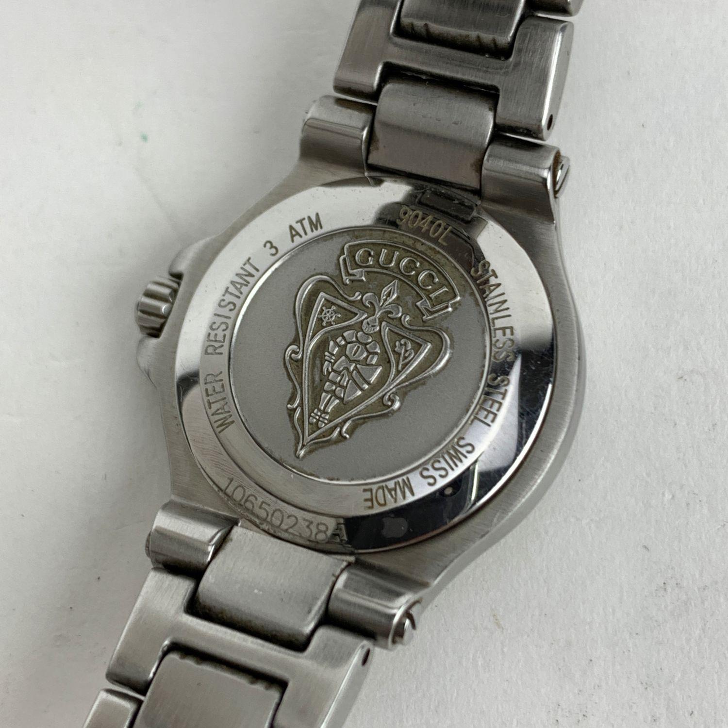 Gucci Silver Stainless Steel Mod 9040 L Wrist Watch Silver Dial 1