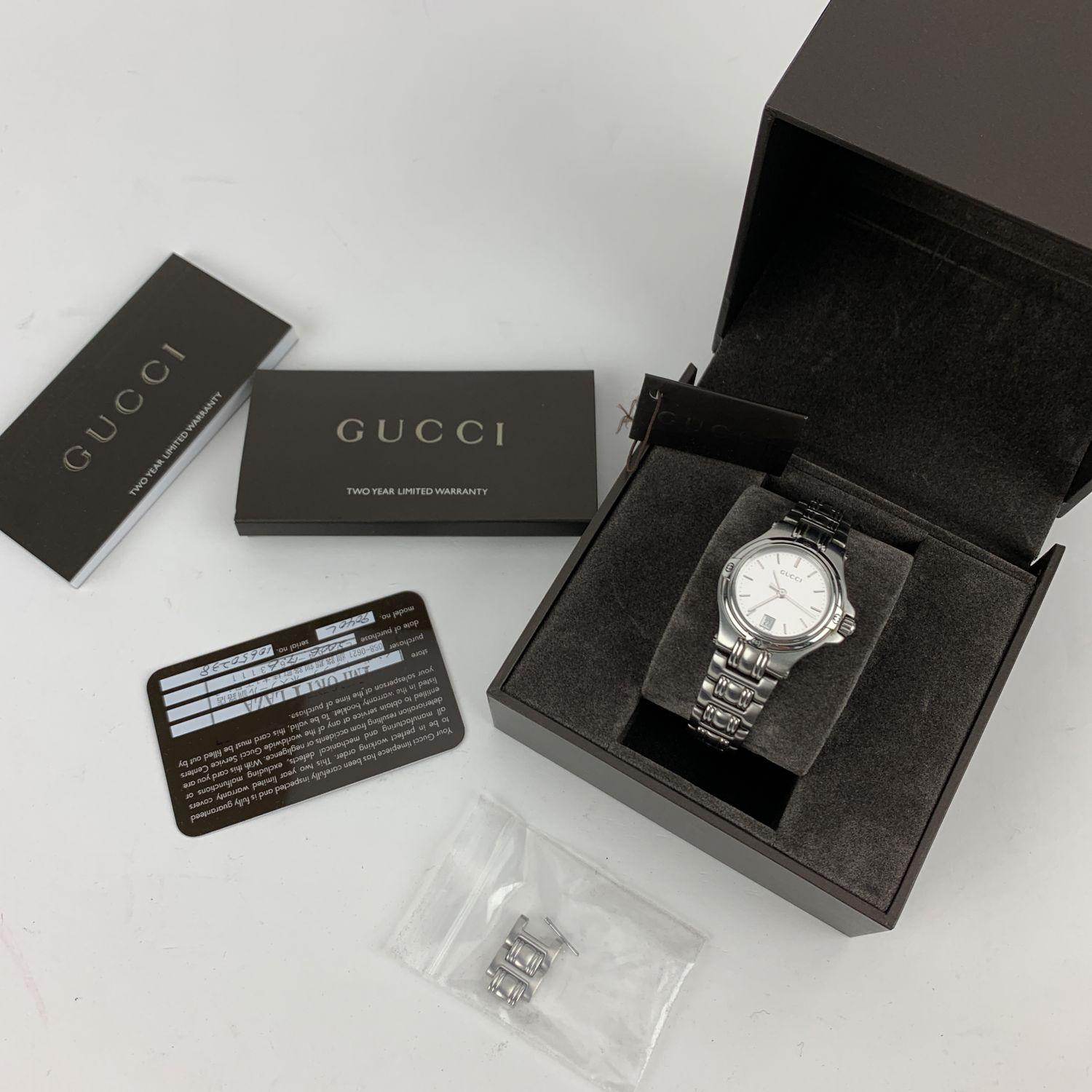 Gucci Silver Stainless Steel Mod 9040 L Wrist Watch Silver Dial 2