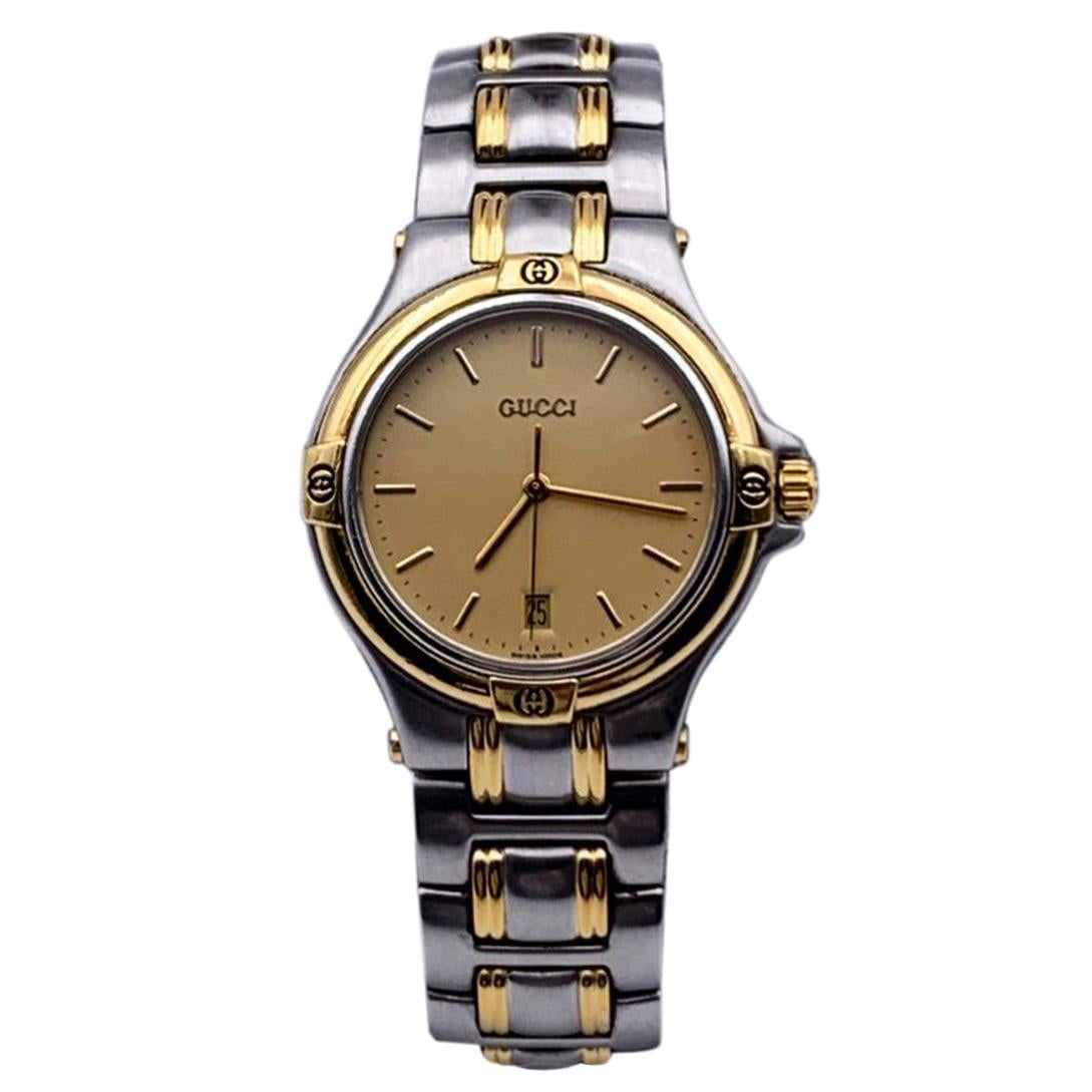 Gucci Silver Stainless Steel Mod 9040 M Quartz Wrist Watch