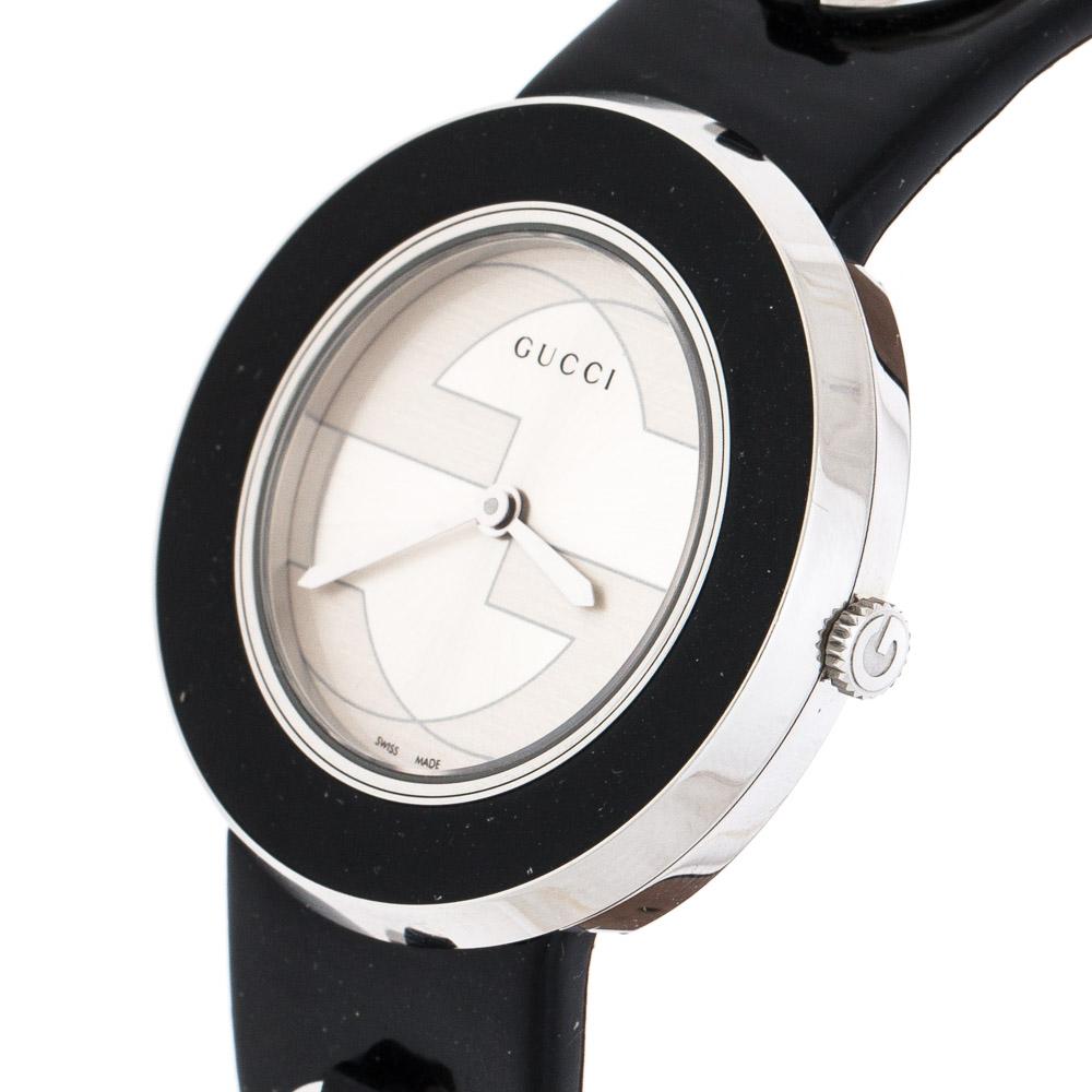 Contemporary Gucci Silver Stainless Steel U-Play 129.4 Women's Wristwatch 35MM
