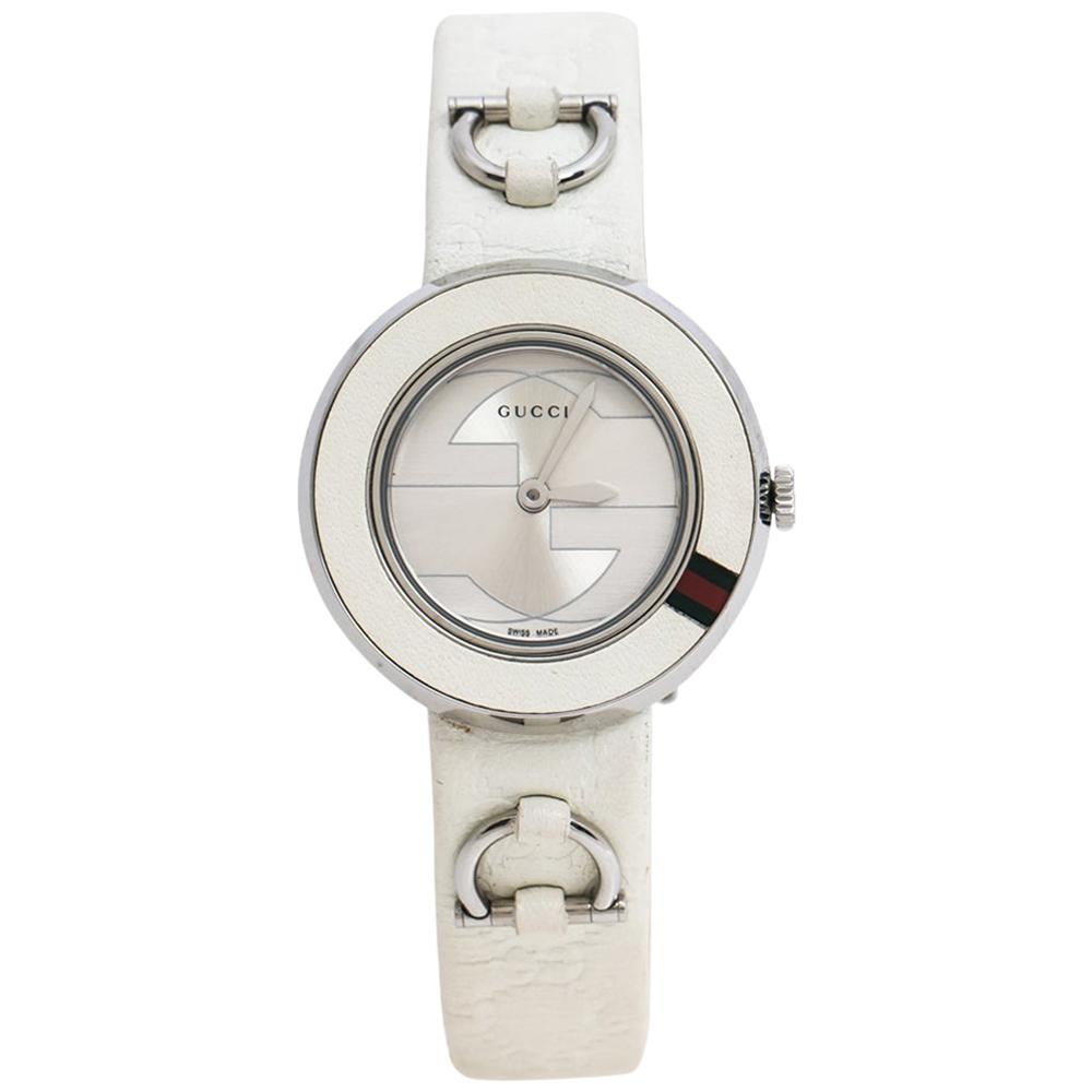 Silber Edelstahl U-Play 129,5 Damenarmbanduhr von Gucci 27 mm