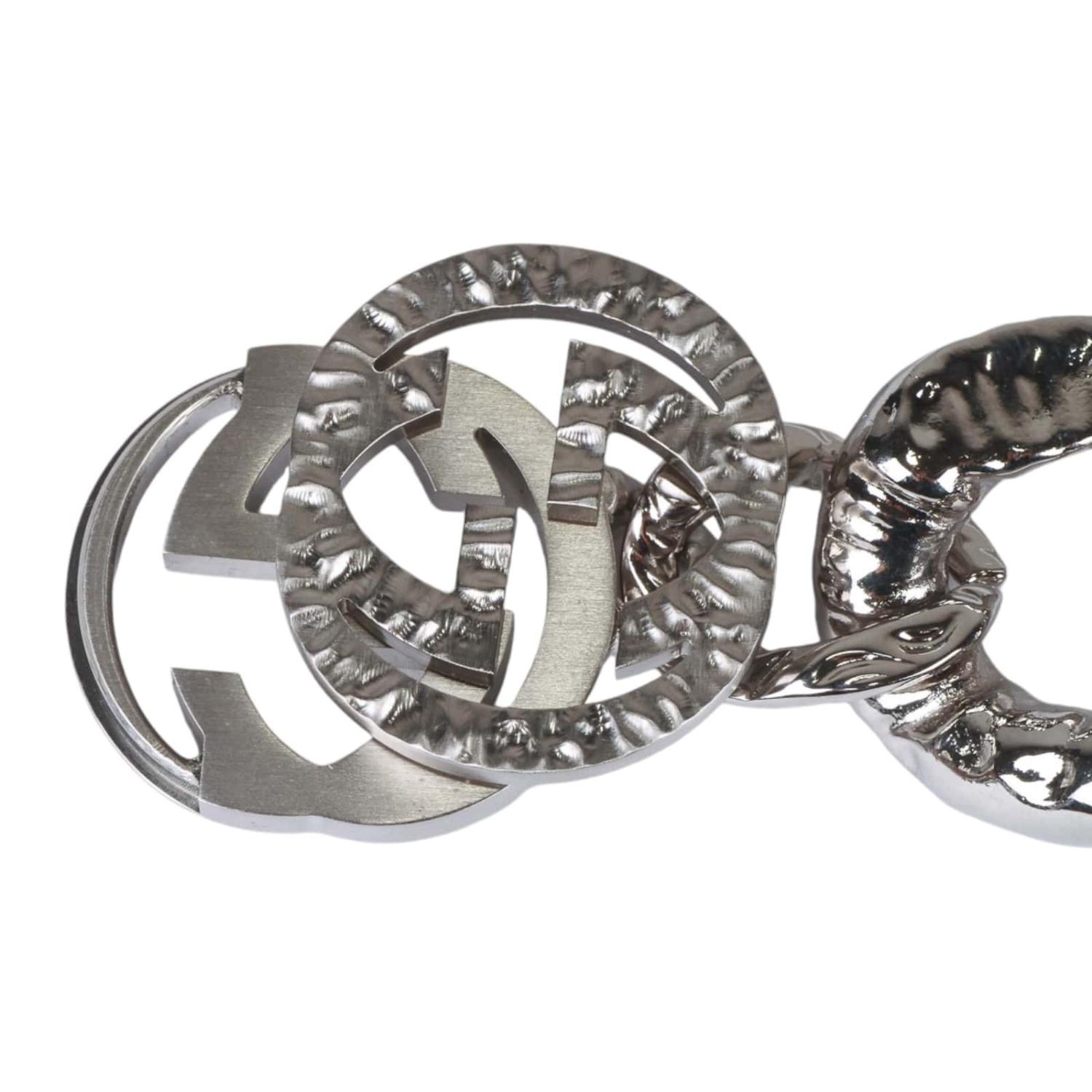 Gucci Silver Textured Curb Chain Interlocking GG Choker For Sale 1