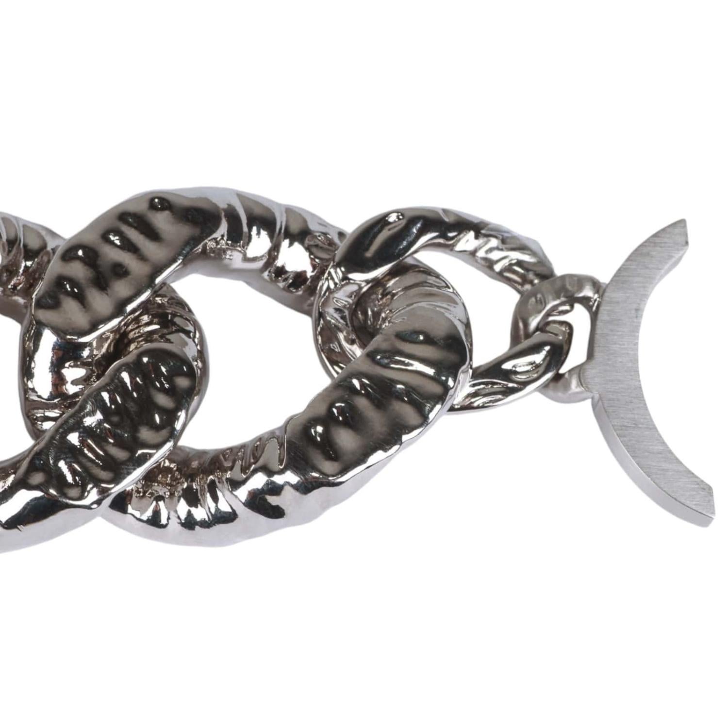 Gucci Silver Textured Curb Chain Interlocking GG Choker For Sale 2