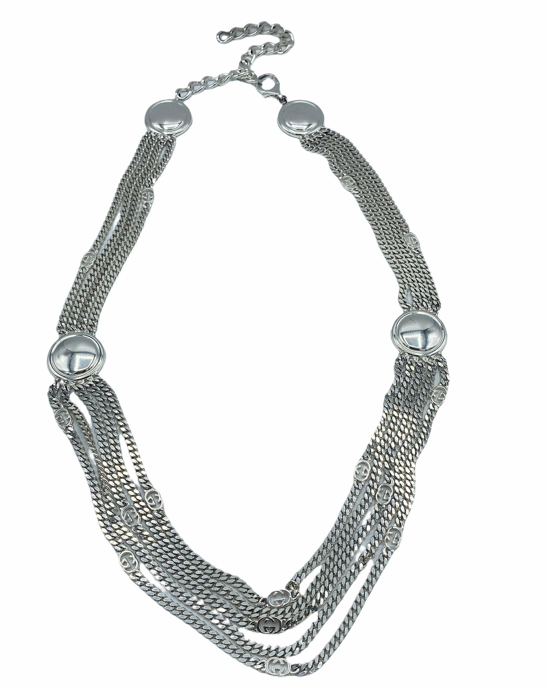 Gucci Silver Tone Chain Swag Belt, Late 1970s For Sale