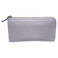 Gucci Silver Tone Leather Continental Zip Wallet Coin Purse