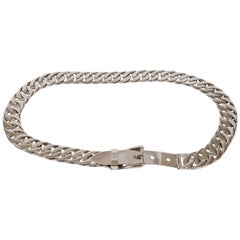 Vintage Gucci Silver Tone Metal Chain Belt