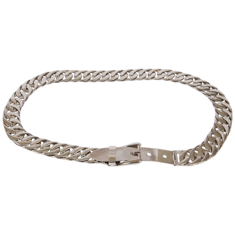 Gucci Silver Tone Metal Chain Belt For Sale at 1stdibs