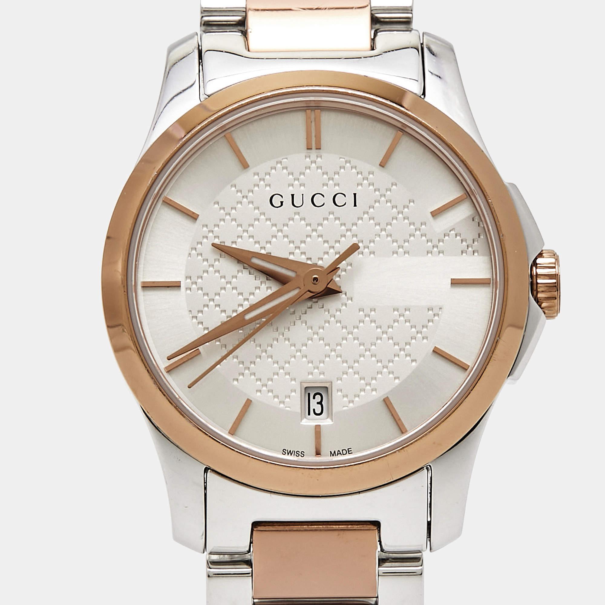 Gucci Silver Two-Tone Stainless Steel G-Timeless YA126564 Women's Wristwatch 27  3