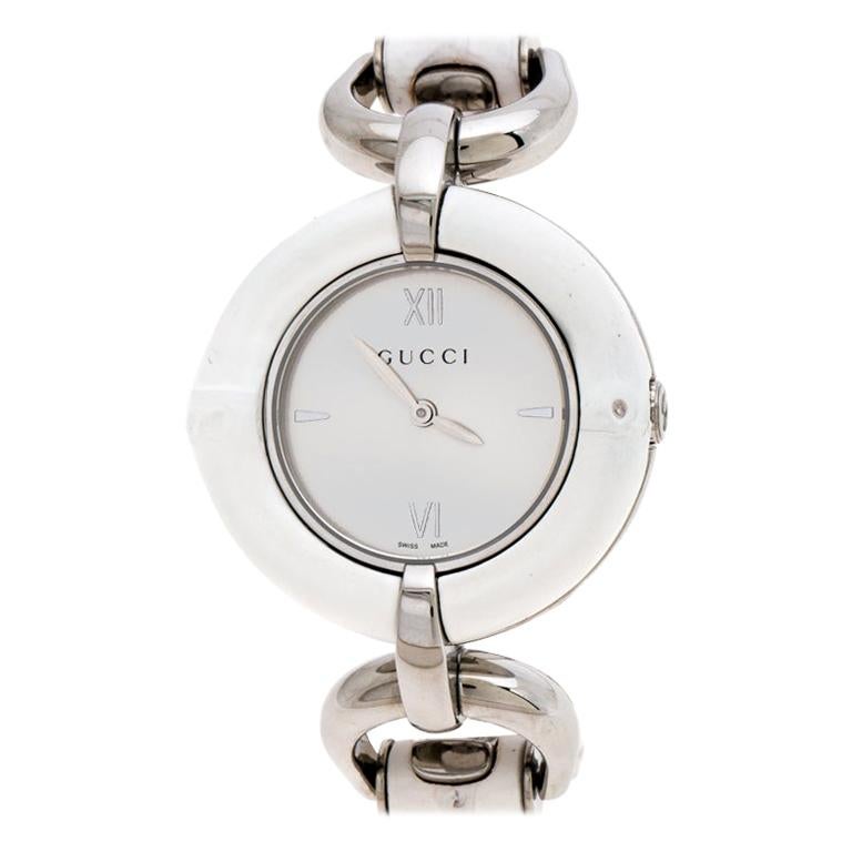 Gucci Silver White Bamboo Stainless Steel 132.4 Women's Wristwatch 36MM