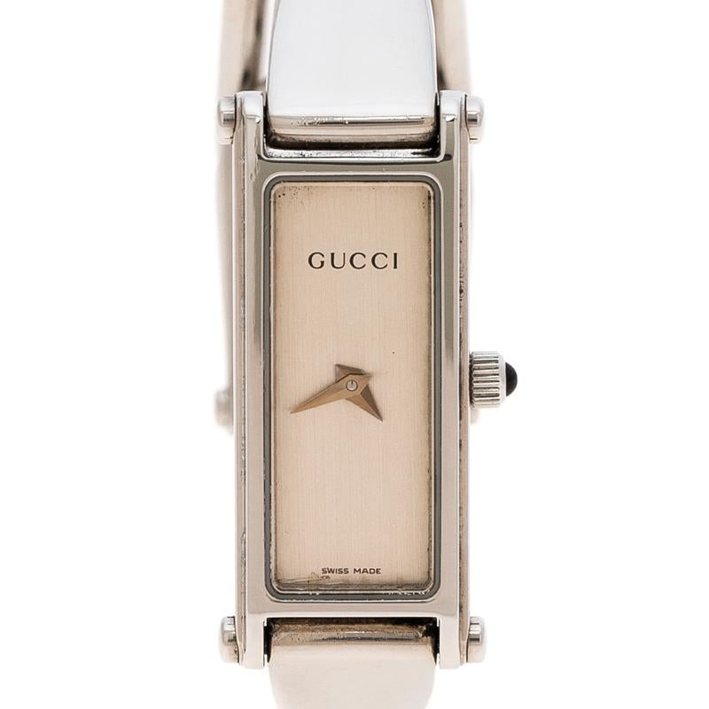 Contemporary Gucci Silver White Stainless Steel 1500L Women's Wristwatch 12MM