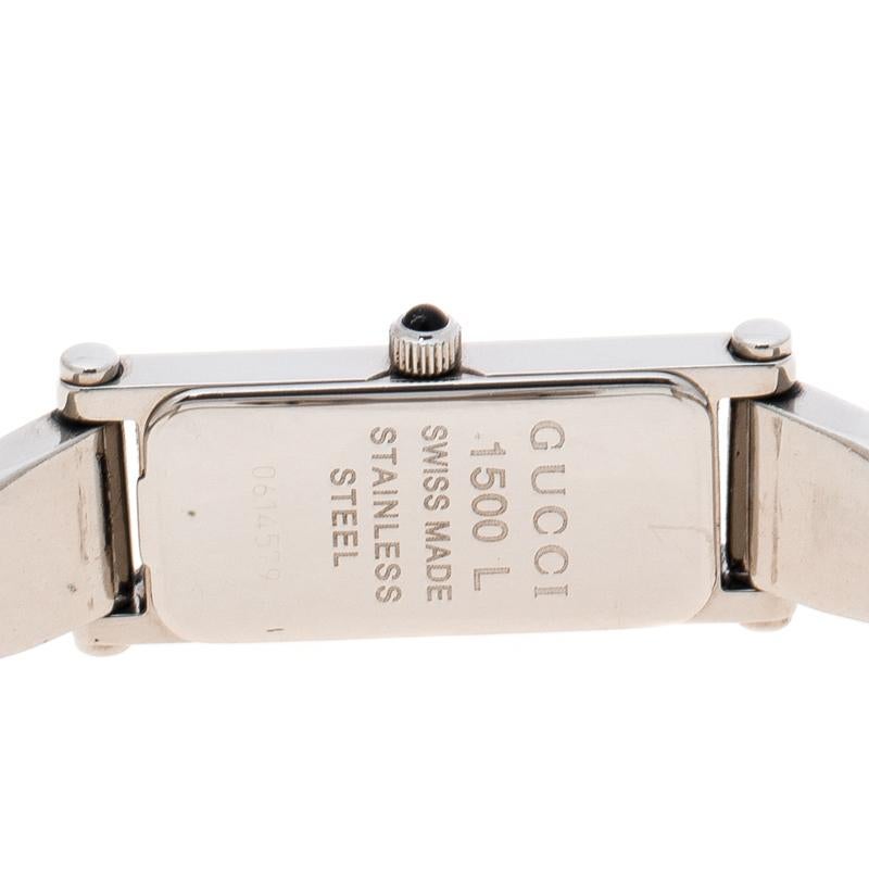 Gucci Silver White Stainless Steel 1500L Women's Wristwatch 12MM 1