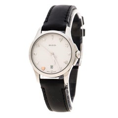 Gucci Silver White Stainless Steel G-Timeless 126.5 Women's Wristwatch 27 mm