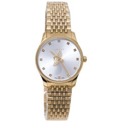 Gucci Silver Yellow Gold PVD Coated Stainless Steel G-Timeless Women's 29 mm