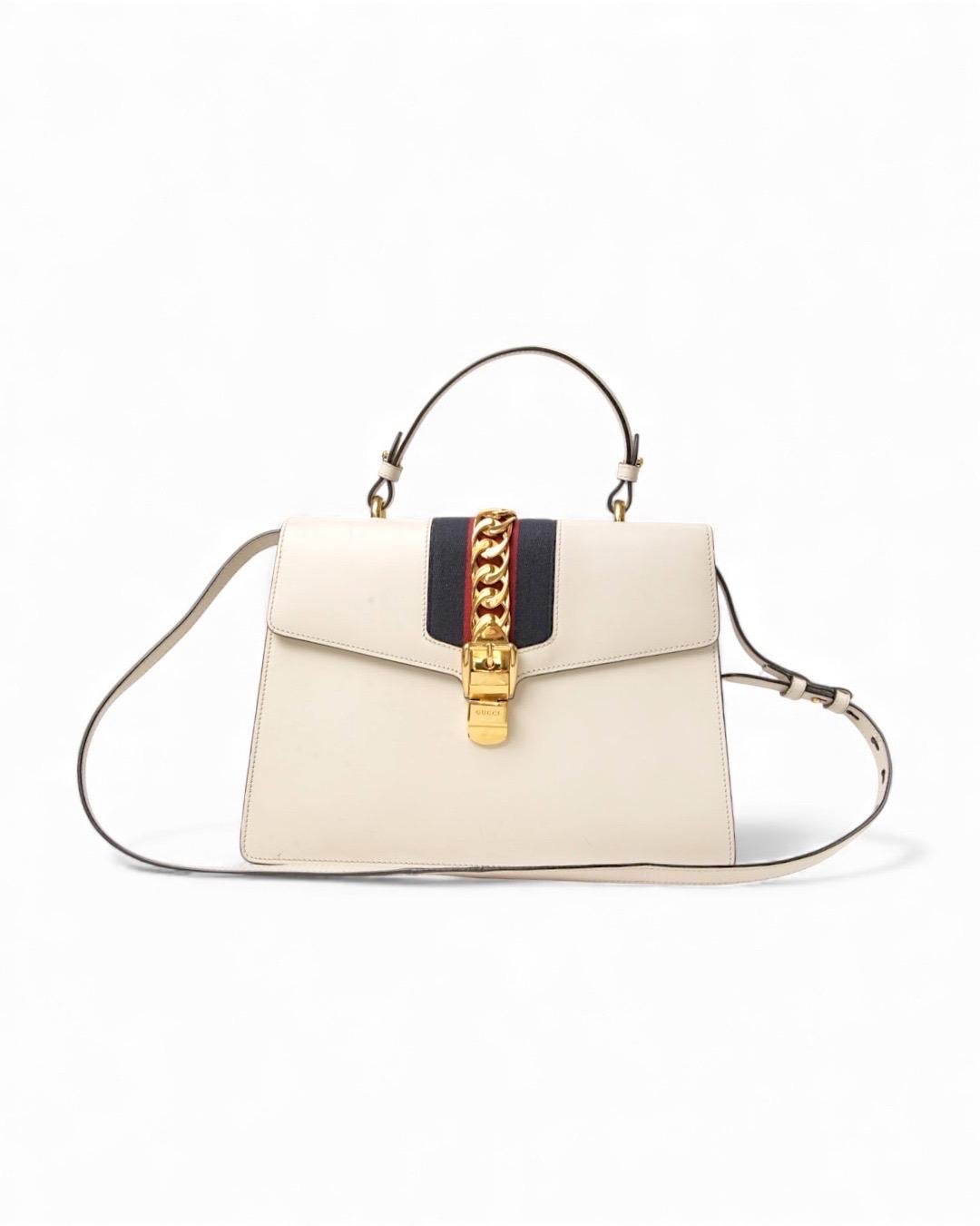 Gucci Silvye Grande Web Box Bianca in vendita 8