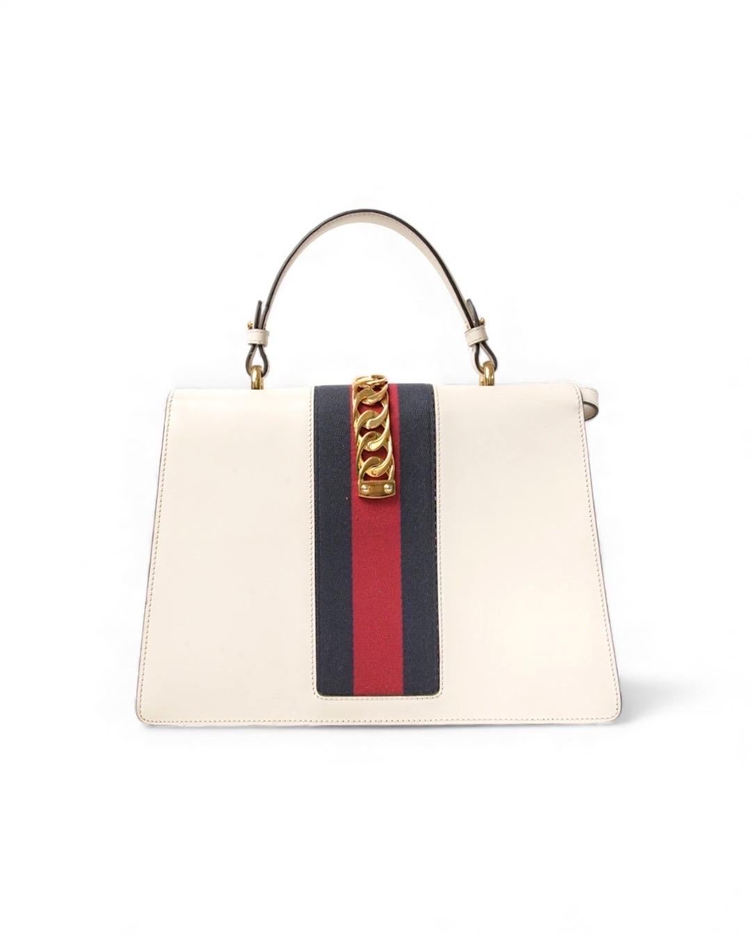 Gucci Silvye Grande Web Box Bianca In condizioni buone in vendita a Torre Del Greco, IT