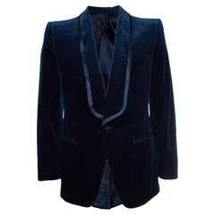 Gucci, Single breasted blazer in blue navy velour
