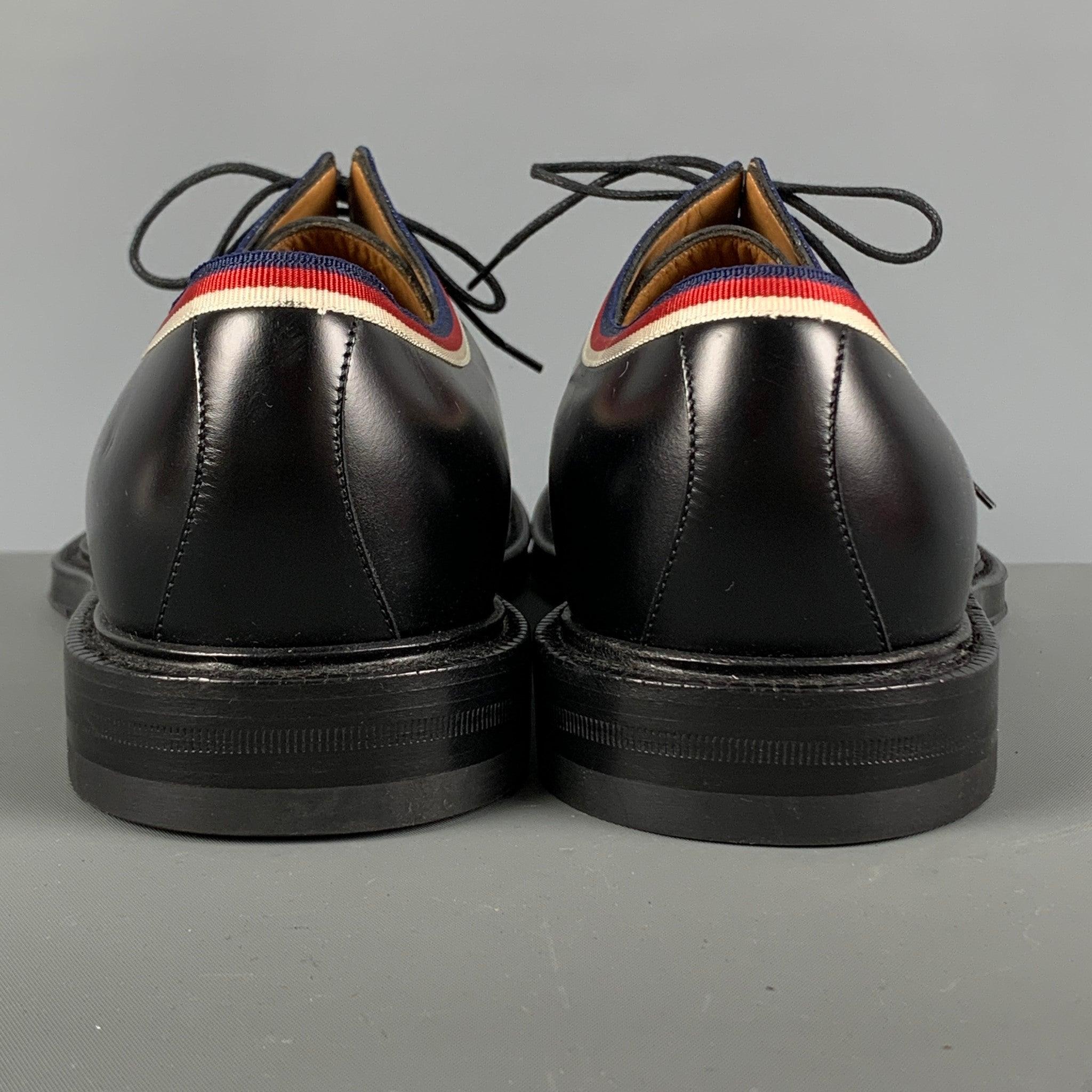 GUCCI Size 10 Black Leather Derby Lace Up Shoes In Excellent Condition For Sale In San Francisco, CA