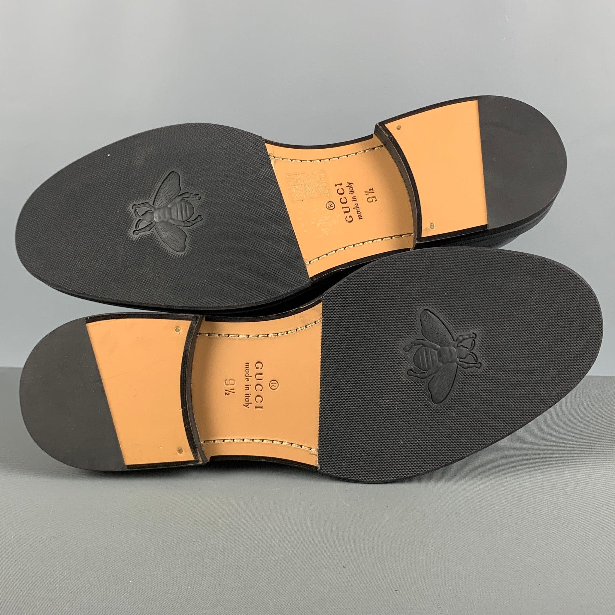GUCCI Größe 10 Schwarze Derby-Schuhe aus Leder mit Schnürung aus Leder im Angebot 2