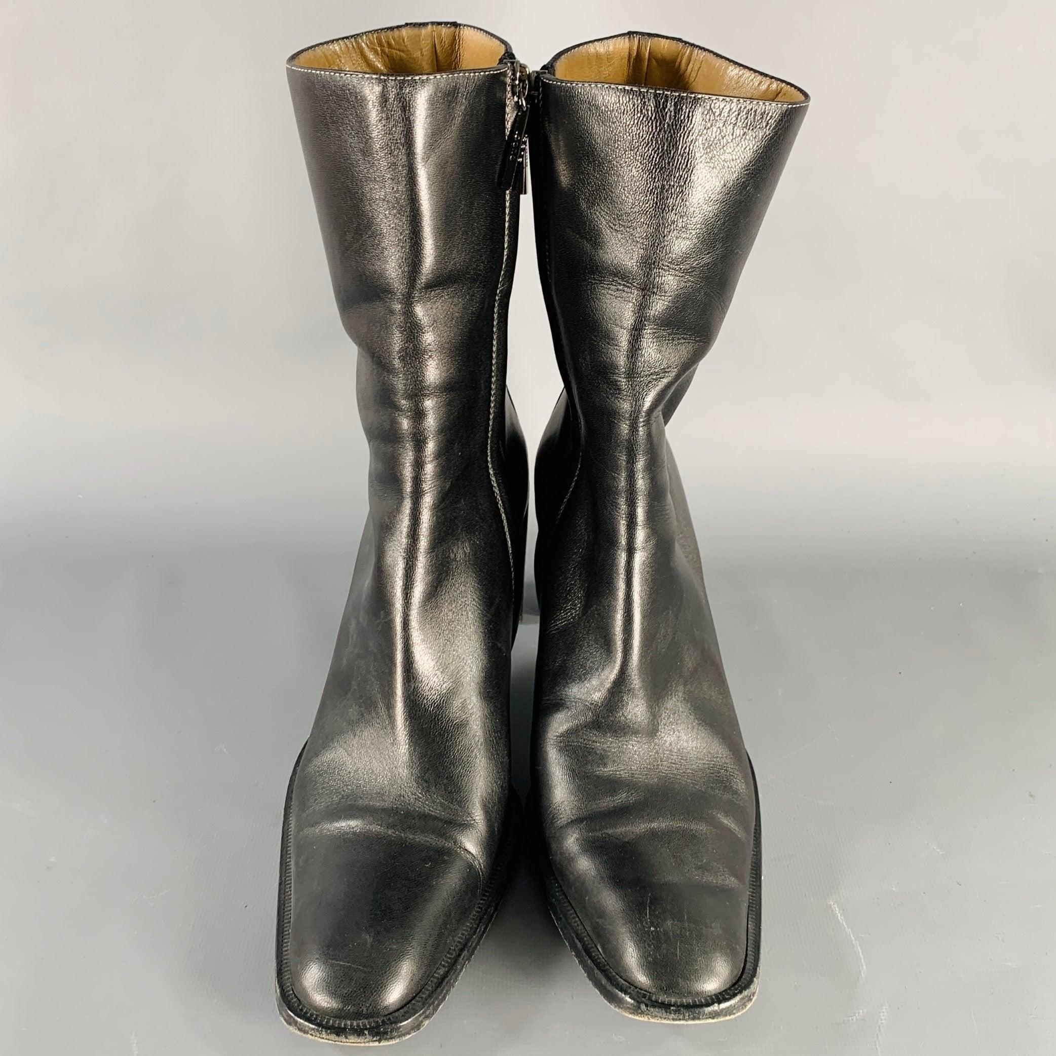 Women's GUCCI Size 10 Black Leather Side Zipper Boots