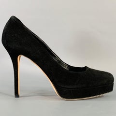 GUCCI Size 10 Black Suede Stiletto Platform Heels Pumps