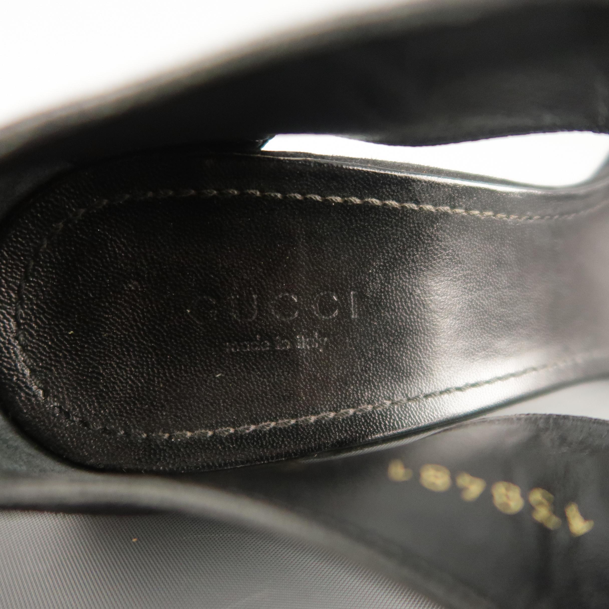 GUCCI Size 10 Black Suede Thick Gold D Loops Tied Ankle Strap Sandals In Good Condition In San Francisco, CA