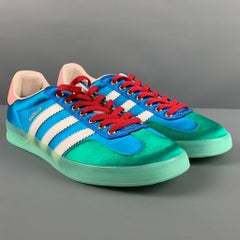 GUCCI Size 10 Blue Green Nylon Low Top Sneakers