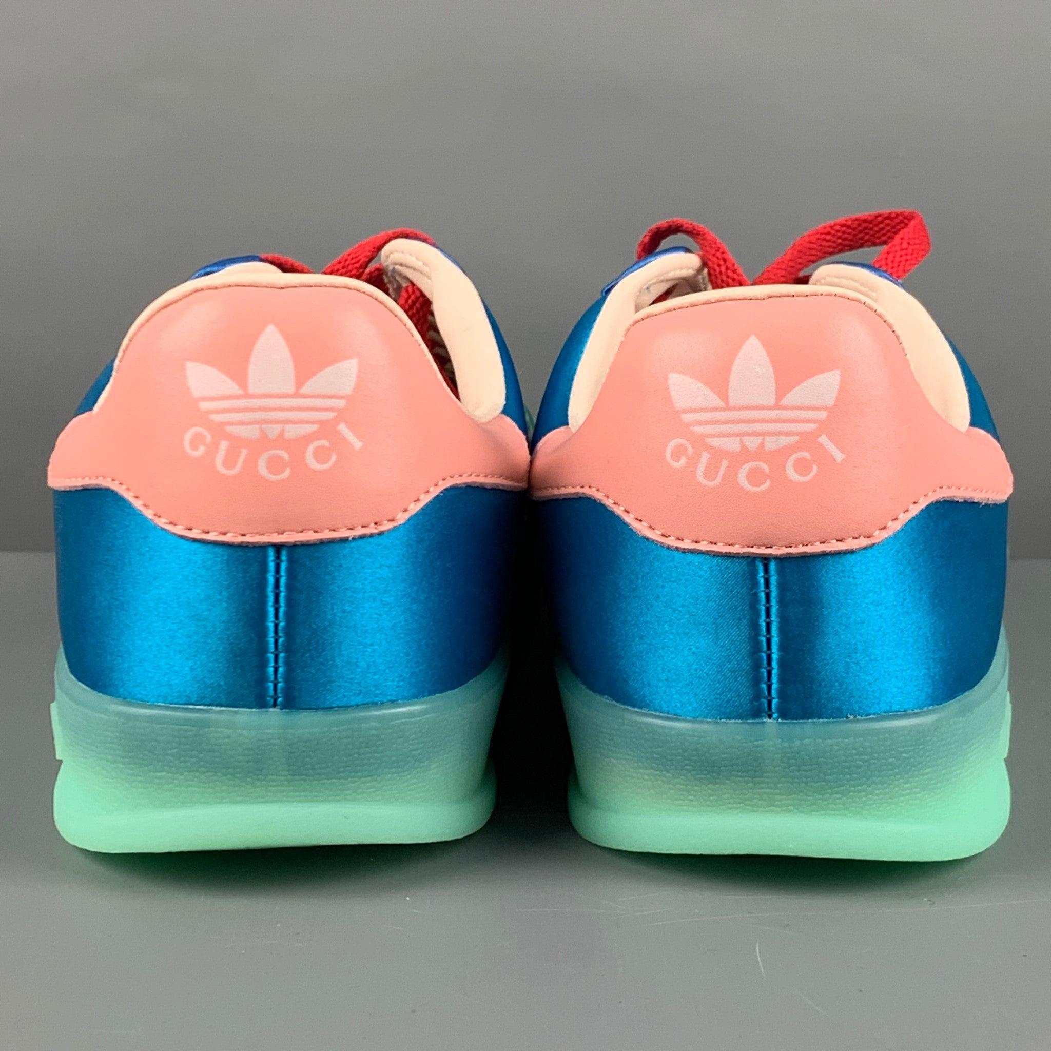 GUCCI Size 10 Blue Green Nylon Low Top Sneakers In Excellent Condition For Sale In San Francisco, CA