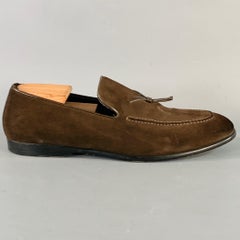 GUCCI Size 10 Chocolate Brown Suede Tassels Loafers