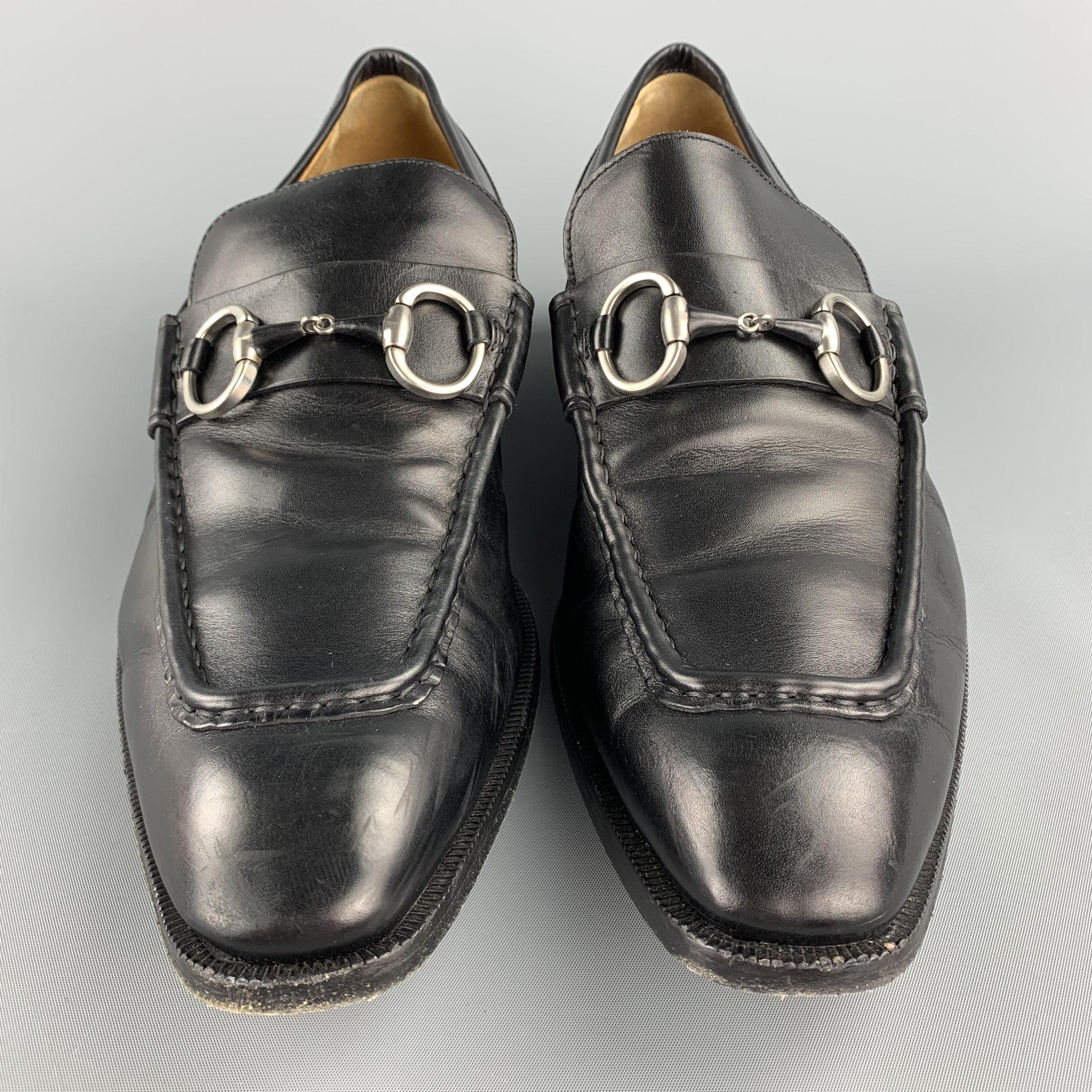 Men's GUCCI Size 10.5 Black Leather Horsebit Loafers