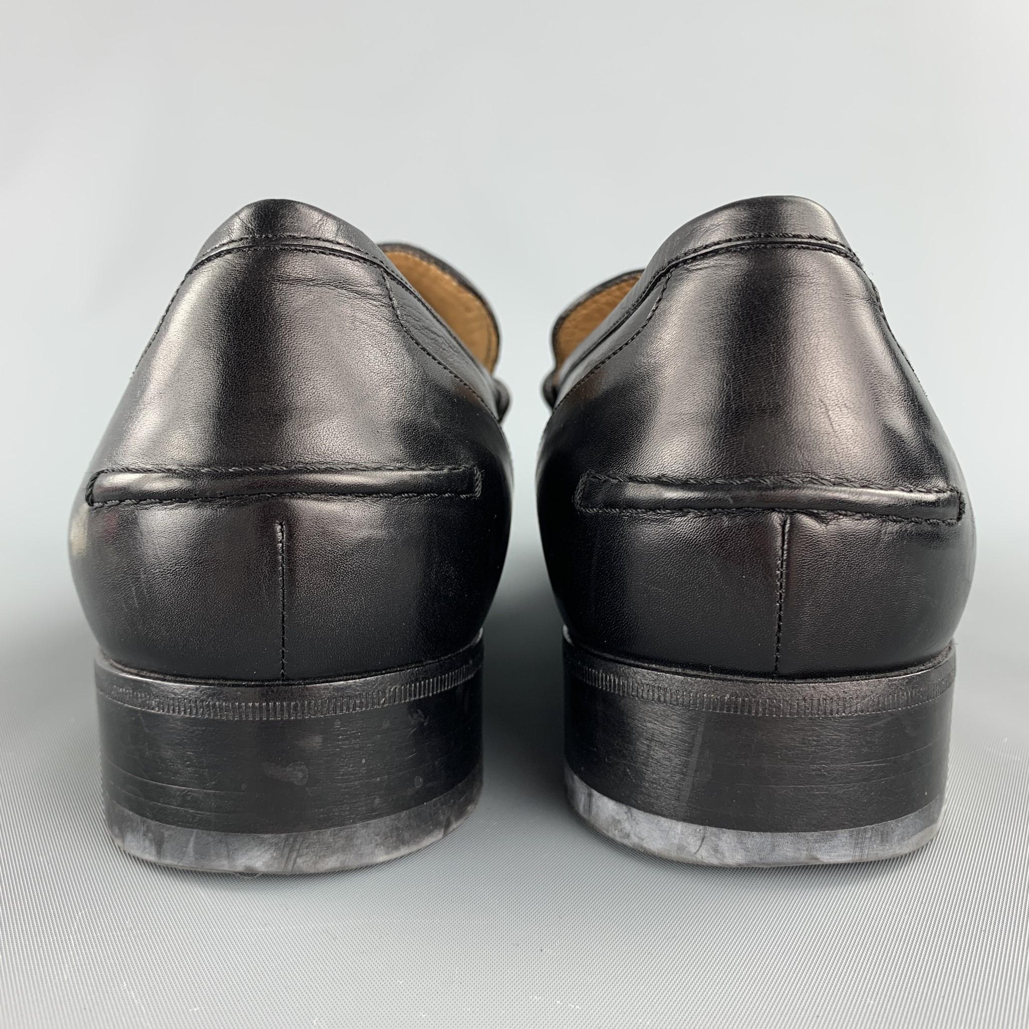 GUCCI Size 10.5 Black Leather Horsebit Loafers 1